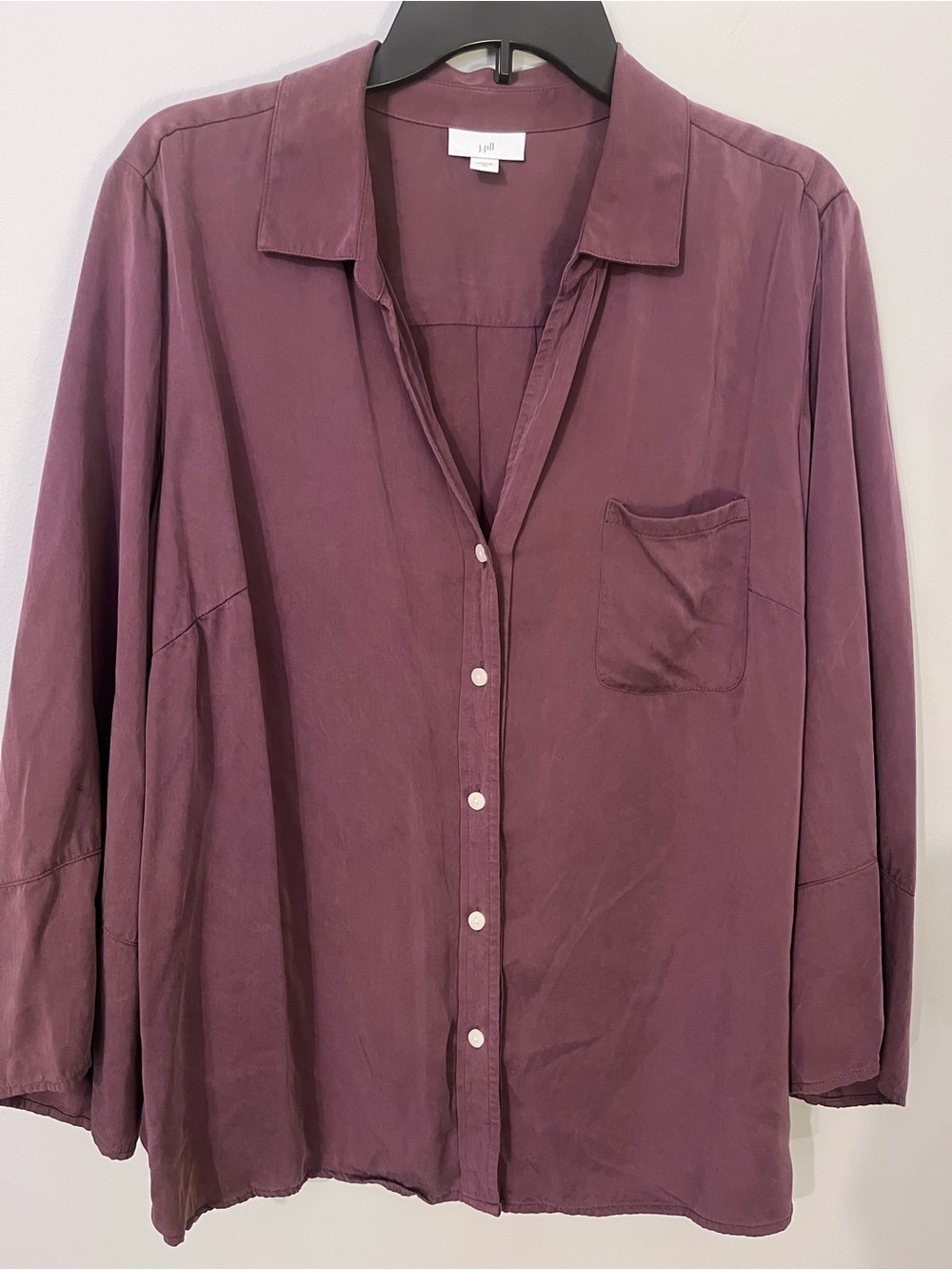 J Jill Plum Button-Front Soft Luxe 3/4 Sleeve Blouse Sz XL